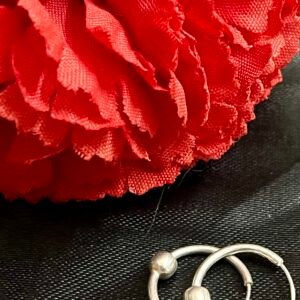 TARAKANCHAN Silver Studded Hoop Earrings – 92.5 Sterling Silver, 1.050g