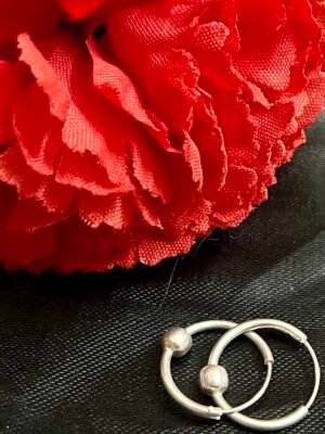 TARAKANCHAN Silver Studded Hoop Earrings – 92.5 Sterling Silver, 1.050g