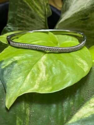 TARAKANCHAN 92.5 Sterling Silver Slender Bracelet with AAA+ Zircon Stones – 12.210g