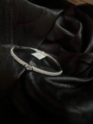 TARAKANCHAN Single Zircon Stone Bracelet – 92.5 Sterling Silver, 12.810g