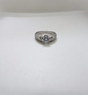 TARAKANCHAN White Diamond Engagement Ring – 92.5 Sterling Silver, 4.650g