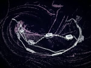 tarakanchan elegant square crystal 925 sterling silver bracelet