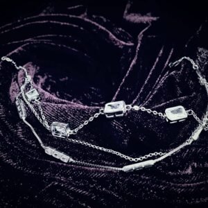 Home tarakanchan elegant square crystal 925 sterling silver bracelet