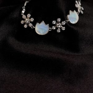 tarakanchan floral mother of pearl 925 sterling silver adjustable bracelet