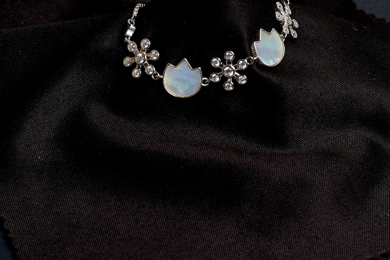 tarakanchan floral mother of pearl 925 sterling silver adjustable bracelet tarakanchan floral mother of pearl 925 sterling silver adjustable bracelet