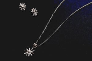 tarakanchan minimal snowflake sparkle 925 sterling silver pendant set