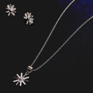 tarakanchan minimal snowflake sparkle 925 sterling silver pendant set