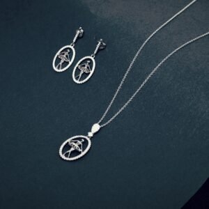 925 sterling silver flamingo pendant set with earrings | elegant bird design | tarakanchan