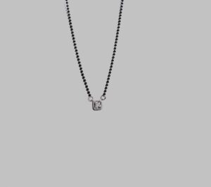 925 sterling silver mangalsutra necklace with cz pendant | elegant black bead chain | tarakanchan