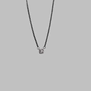 Home 925 sterling silver mangalsutra necklace with cz pendant | elegant black bead chain | tarakanchan