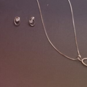 Home 925 sterling silver heart oval pendant set | necklace with matching stud earrings | tarakanchan