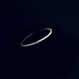 925 sterling silver stone accent kada bracelet – elegant slim design (12.81g)